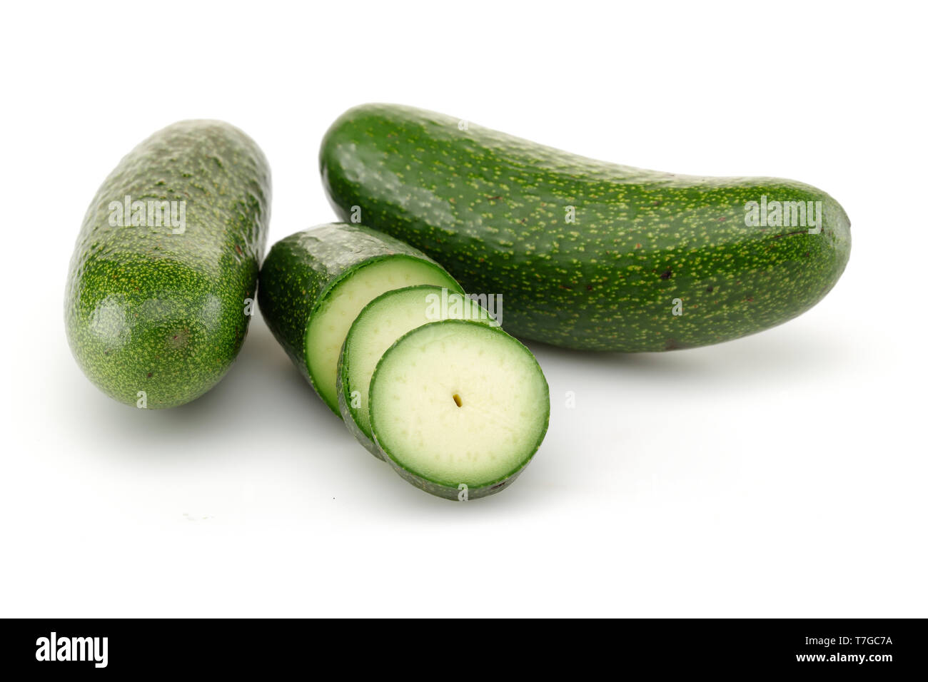 Fresh seedless avocados isolated on white background Stock Photo