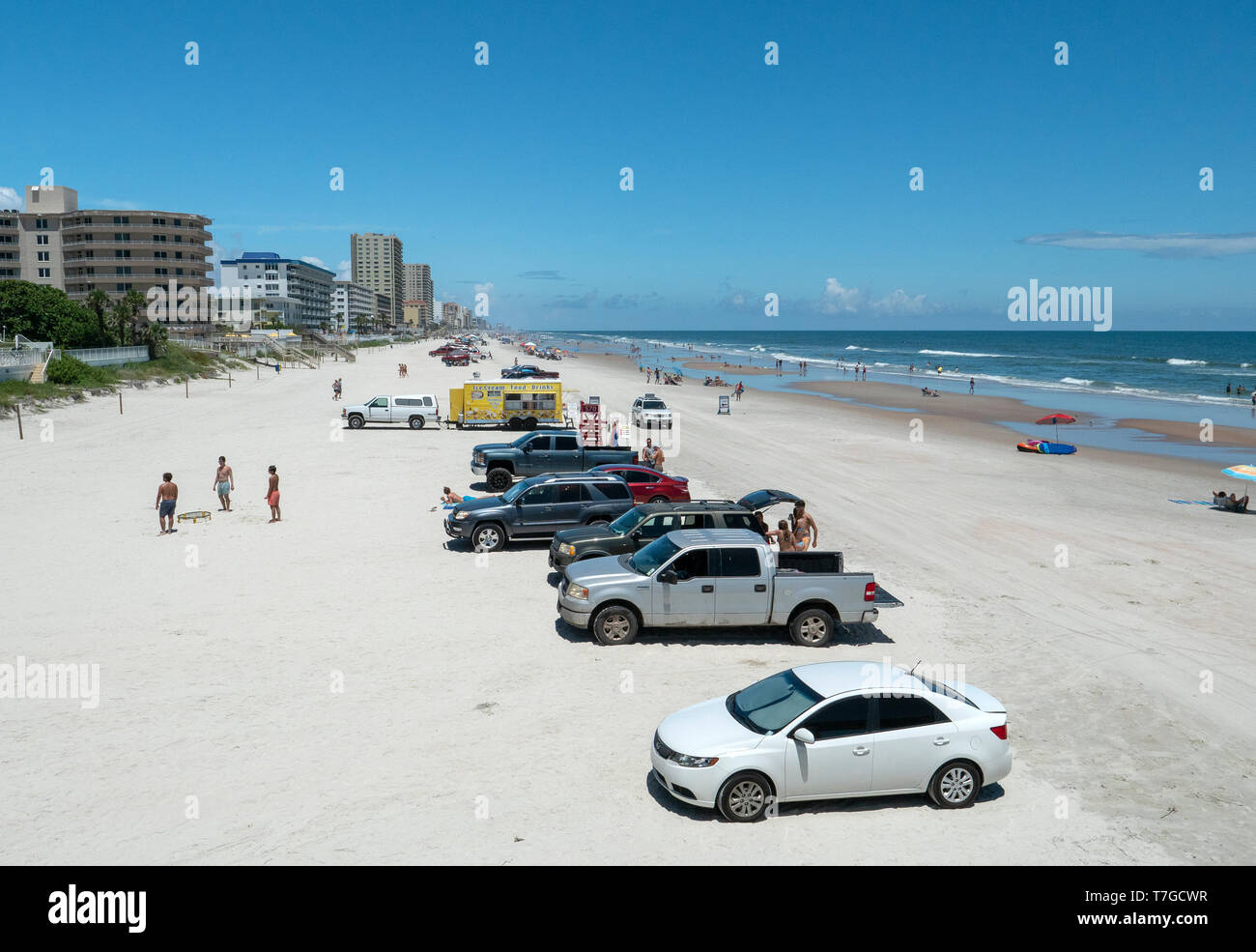 Cars on the beach of Daytona Beach; one of the most popular places to