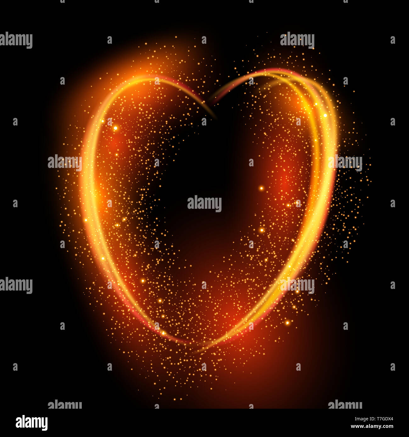 Valentine's Day background with glowing neon style heart shape Stock ...