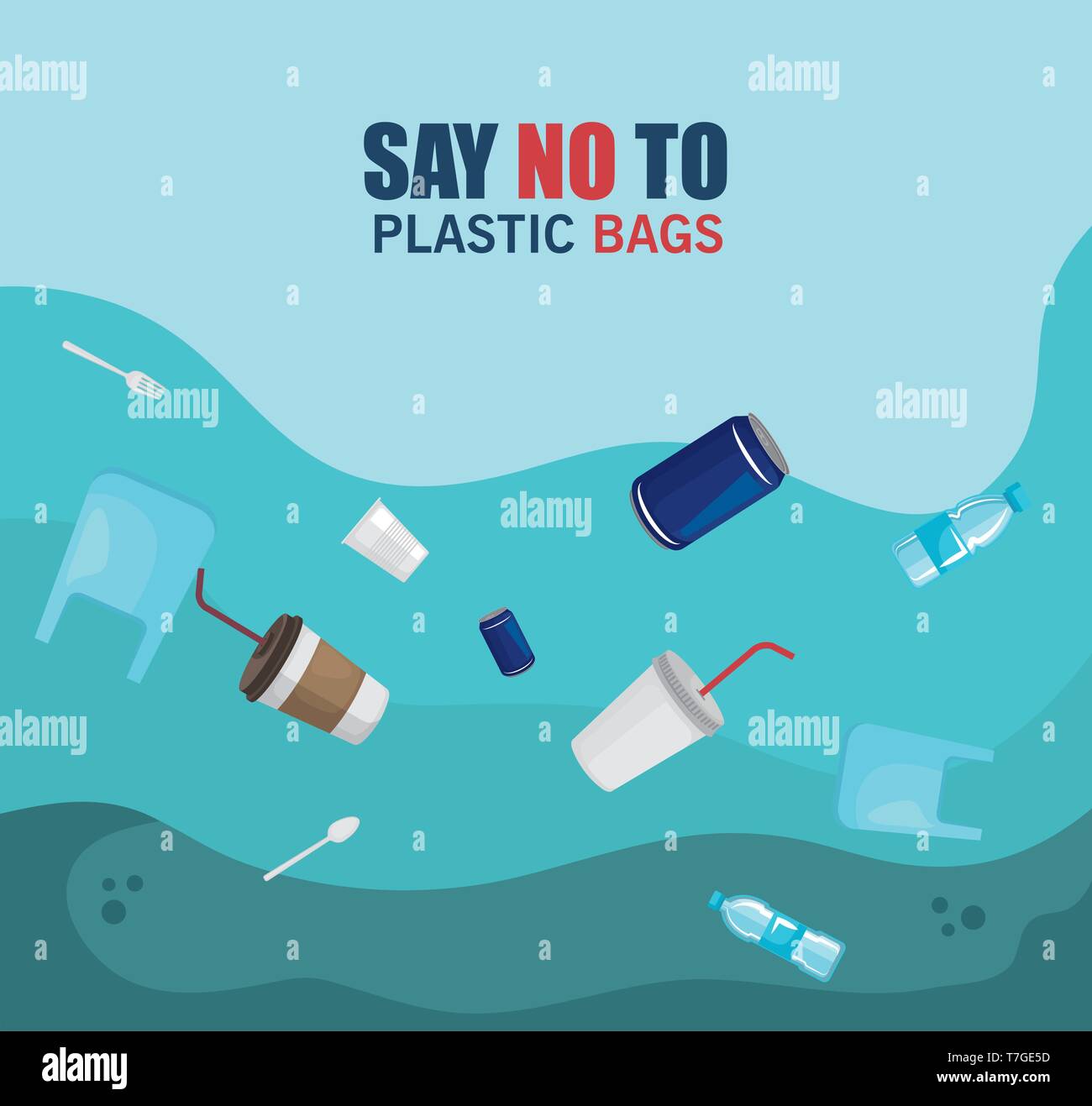Plastics in the sea Stock Vector Images Alamy