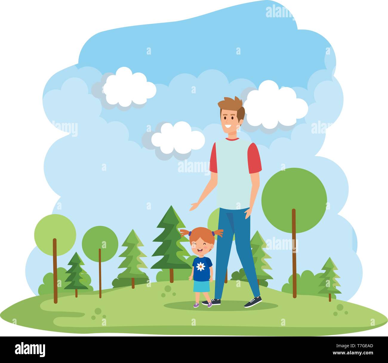 father with daughter in the park scene Stock Vector Image & Art - Alamy