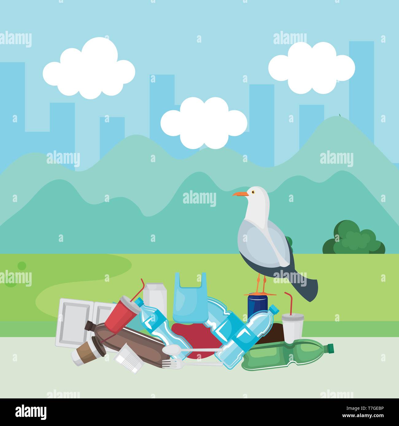 dove bird in the toxic plastics contamination Stock Vector Image & Art