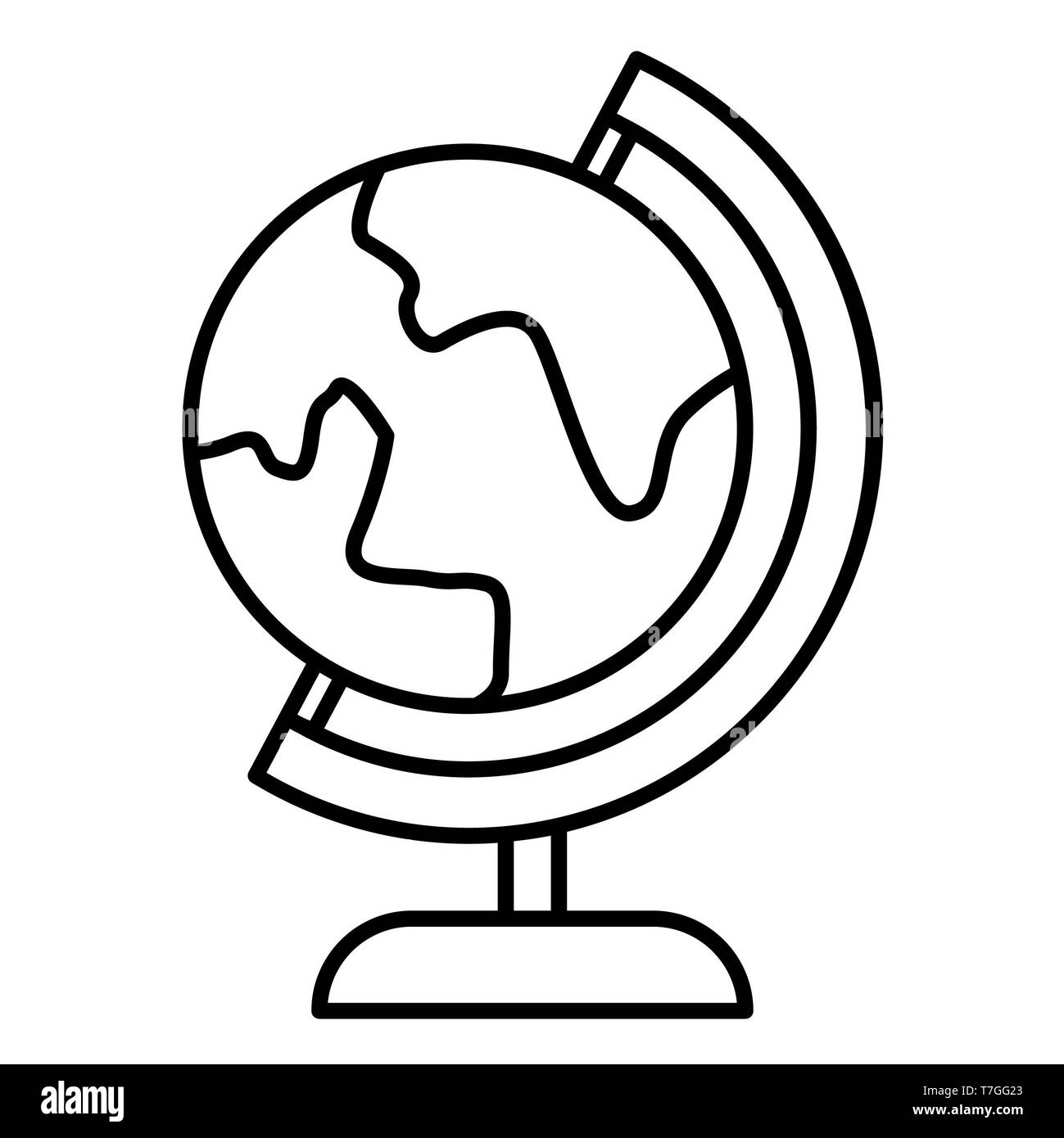 Globe Icon, Vector Illustration, Education Outline Stock Photo