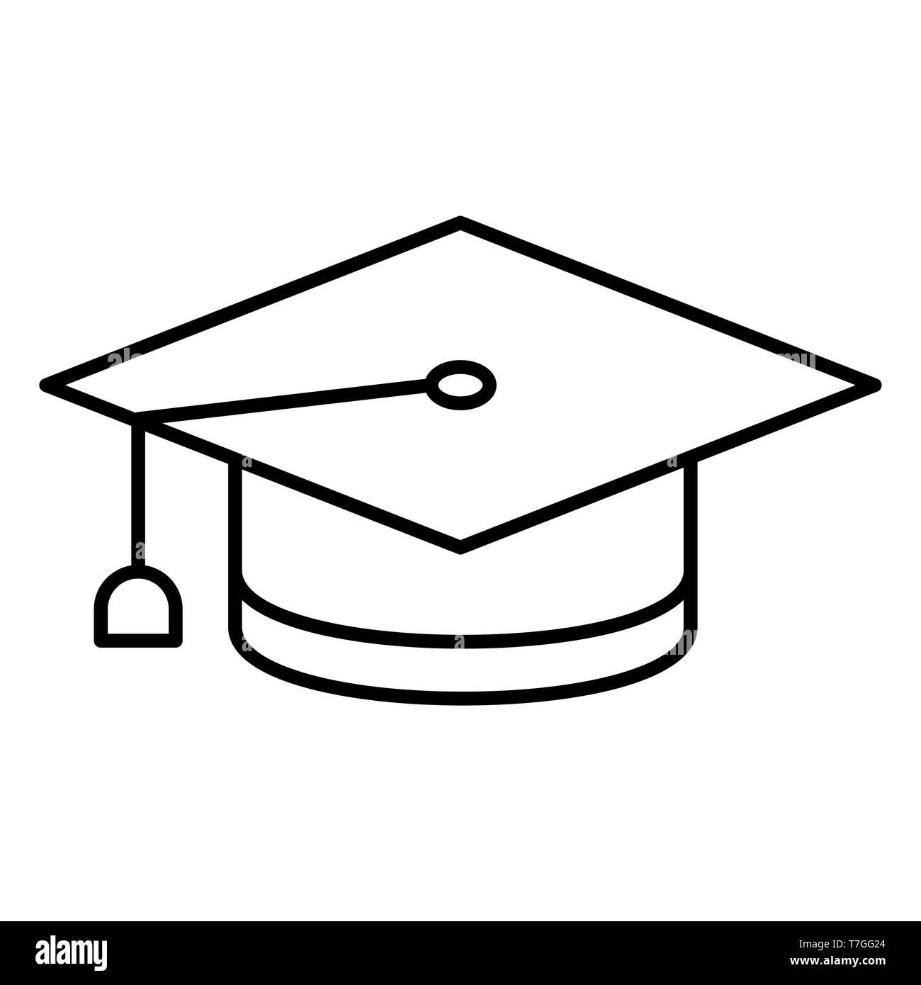Hat Icon, Vector Illustration, Education Outline Stock Photo