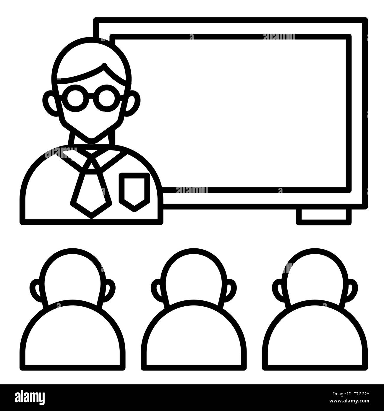 Class Icon, Vector Illustration, Education Outline Stock Photo