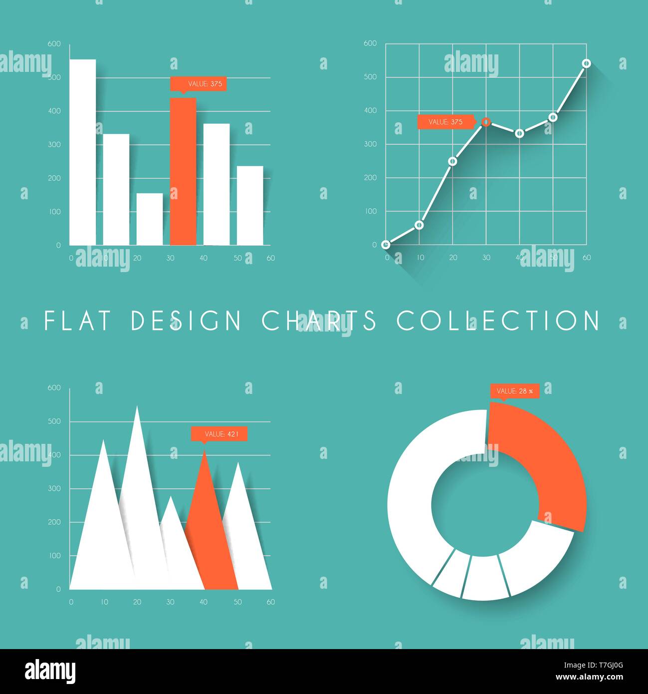 Set of vector flat design infographics statistics charts and graphs