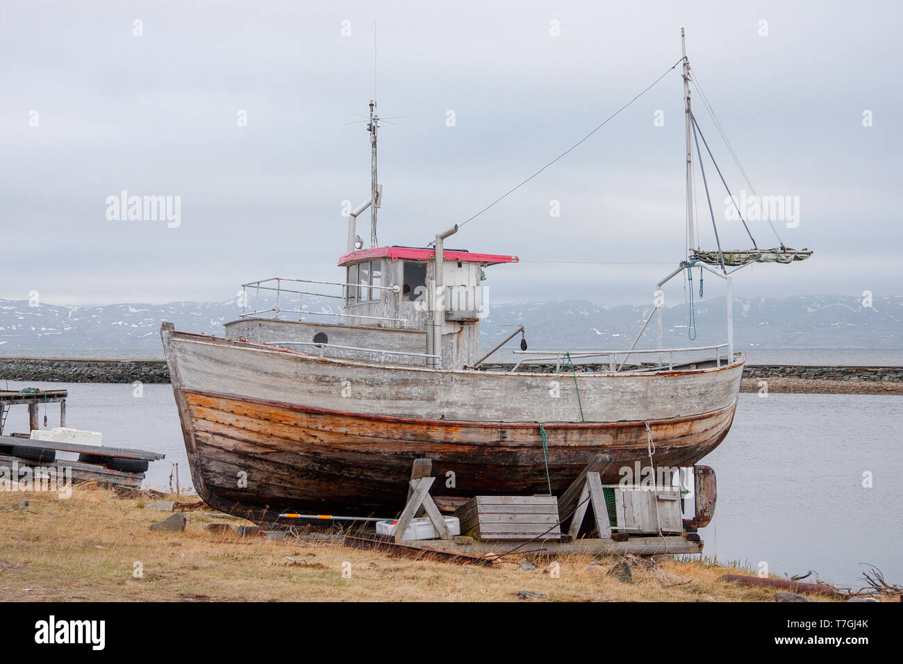 Old boat, Varangerfjord, Norway, fishery, fishing Stock Photo