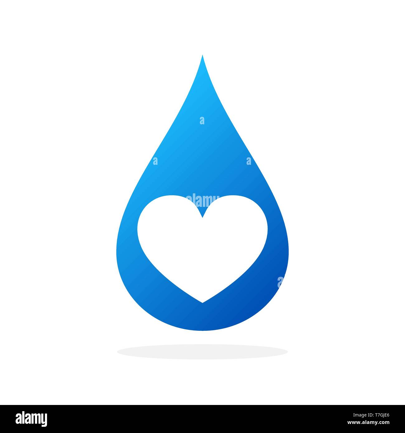 Water drop with heart shape. Vector illustration. Water drop icon isolated Stock Vector