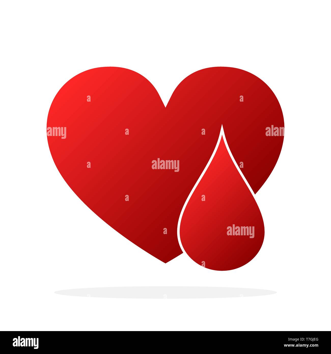 Red heart with blood drop. Vector illustration. Blood donation icon isolated Stock Vector