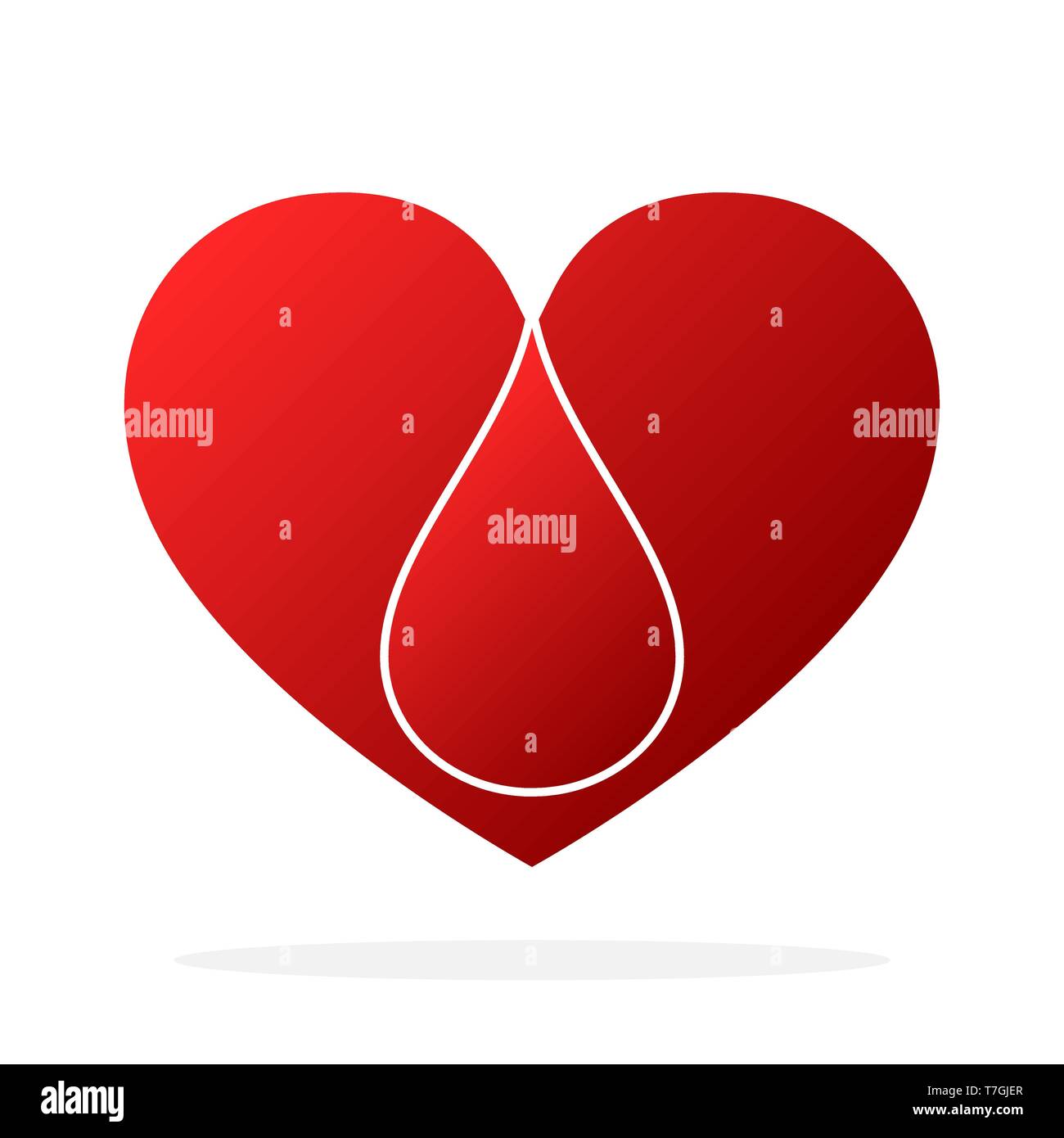 Red heart with blood drop. Vector illustration. Blood donation icon isolated Stock Vector