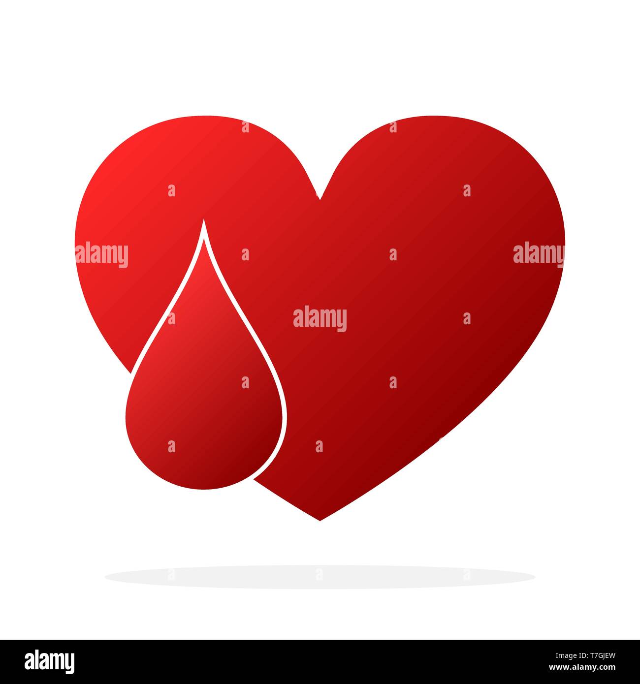 Red heart with blood drop. Vector illustration. Blood donation icon isolated Stock Vector