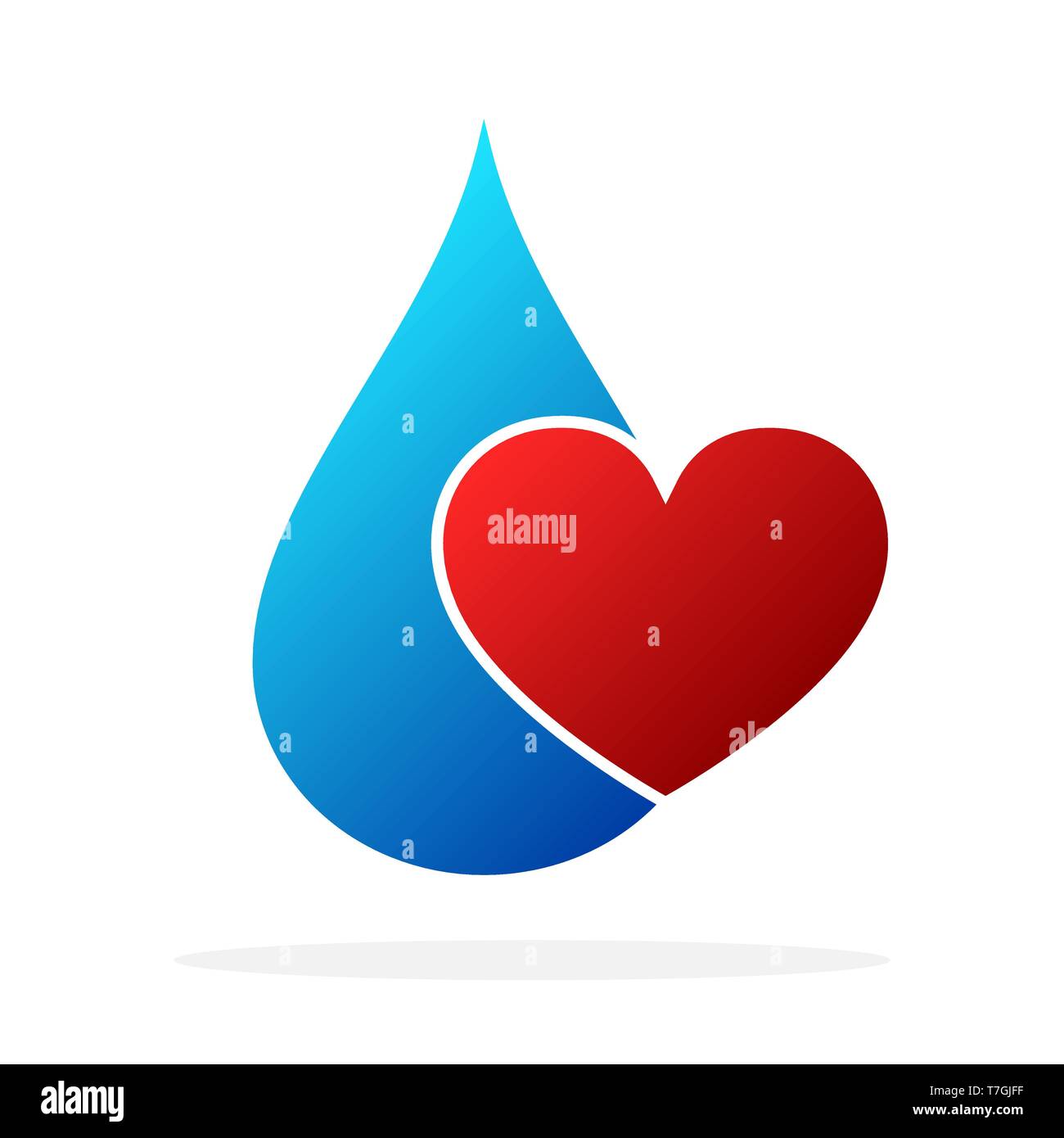 Water drop with red heart. Vector illustration. Concept of clear water Stock Vector