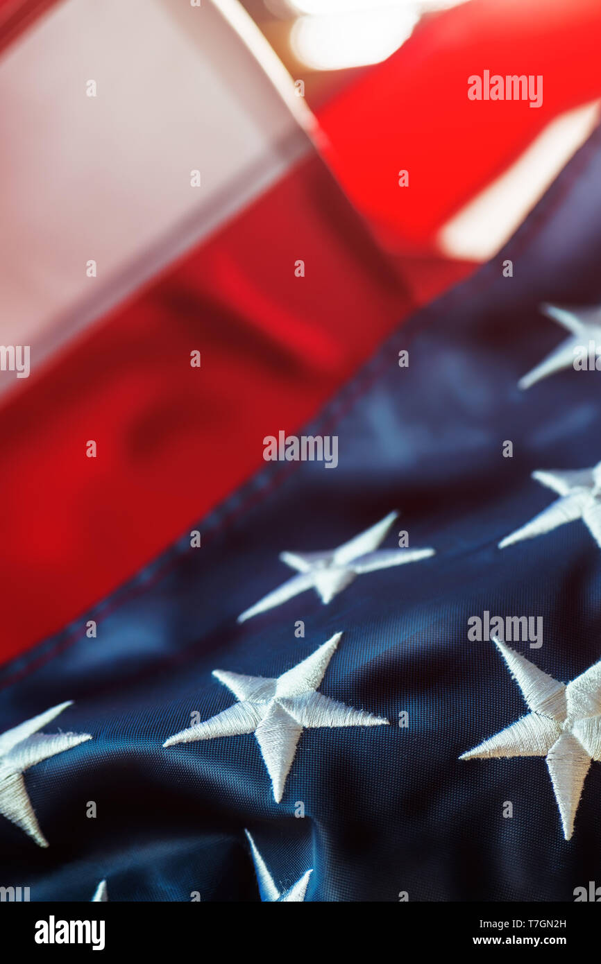 4th Of July Independence Day And Crumpled American Flag Concept