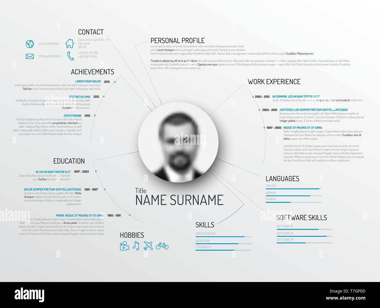 Vector original minimalist cv / resume template - creative version Stock Vector