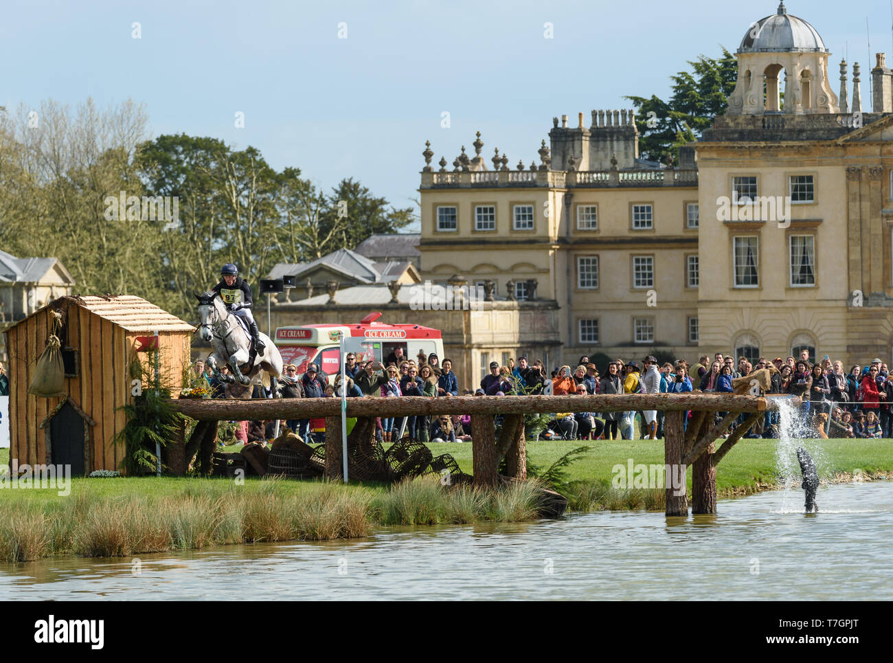 Oliver Townend and BALLAGHMOR CLASS during the cross country phase of the Mitsubishi Motors Badminton Horse Trials, May 2019 Stock Photo