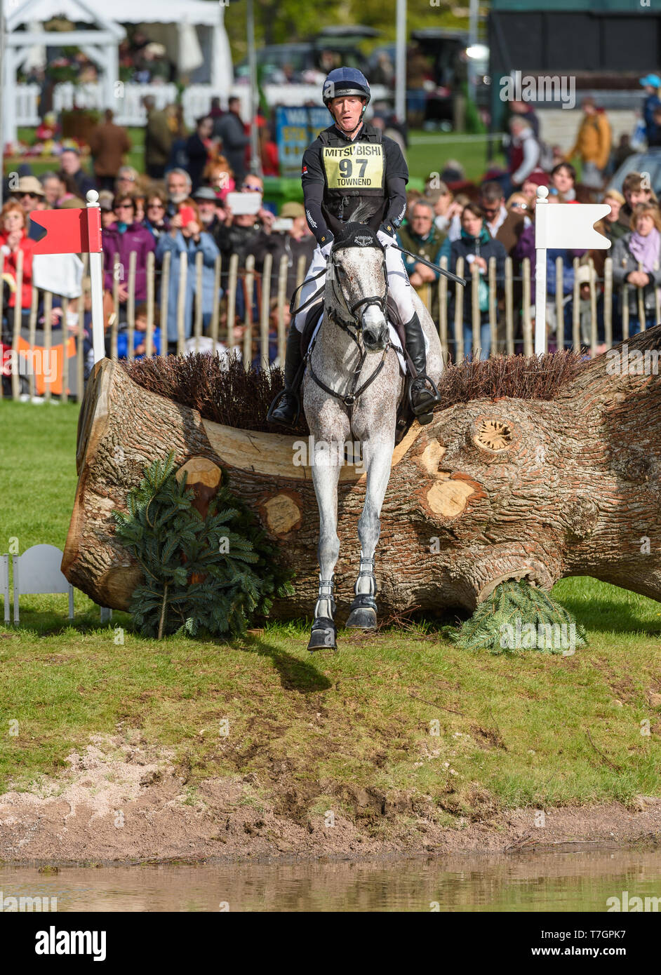 Oliver Townend and BALLAGHMOR CLASS during the cross country phase of the Mitsubishi Motors Badminton Horse Trials, May 2019 Stock Photo