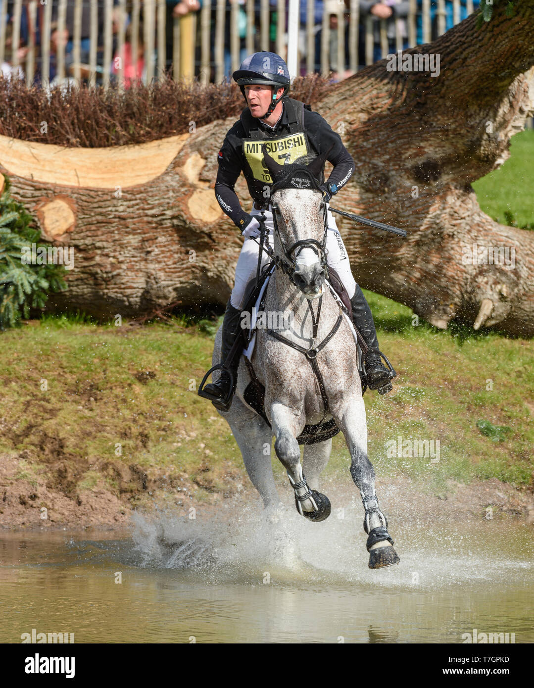 Oliver Townend and BALLAGHMOR CLASS during the cross country phase of the Mitsubishi Motors Badminton Horse Trials, May 2019 Stock Photo