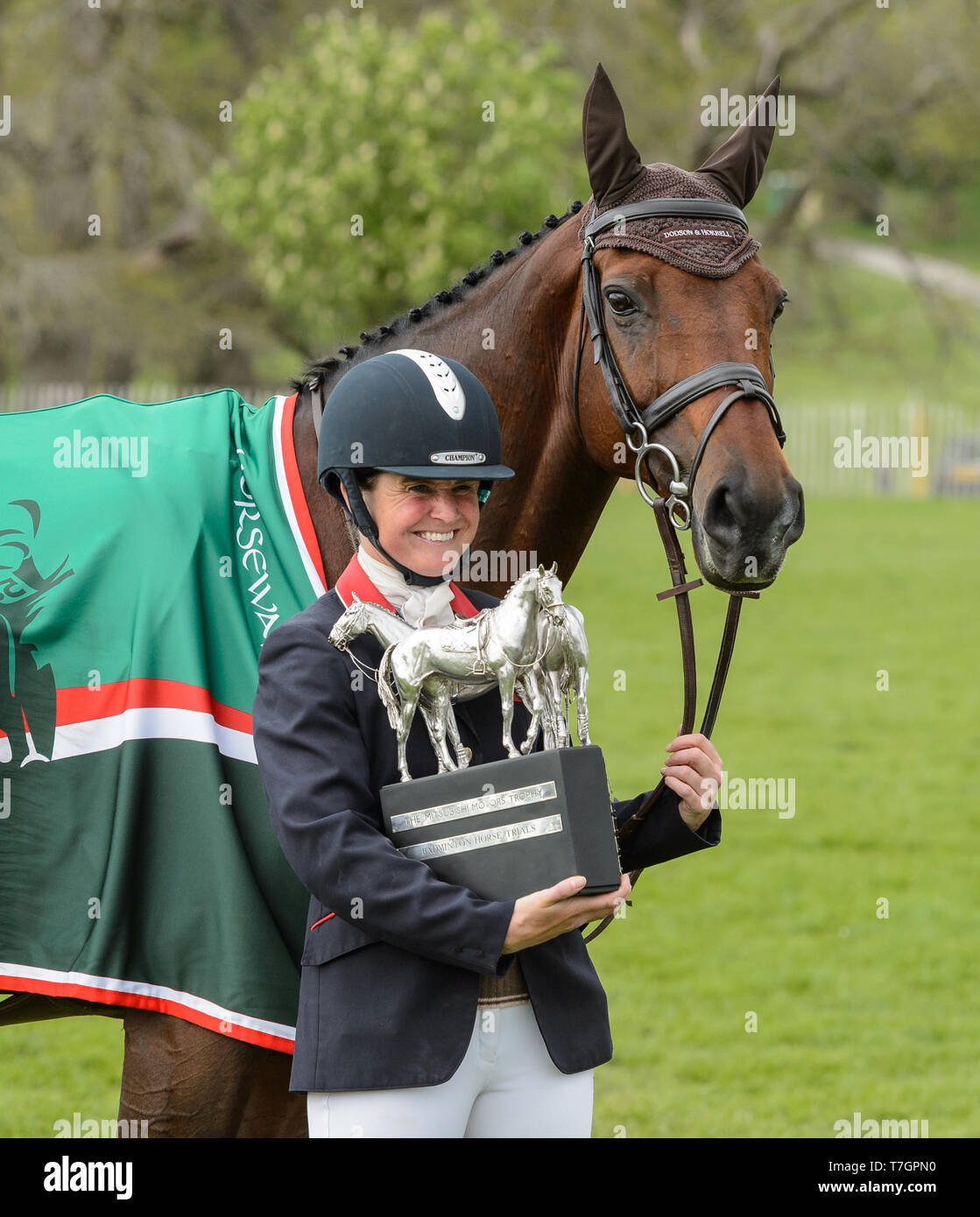 Piggy French and VANIR KAMIRA during the Prize Giving, Mitsubishi Motors Badminton Horse Trials, Gloucestershire, 2019 Stock Photo