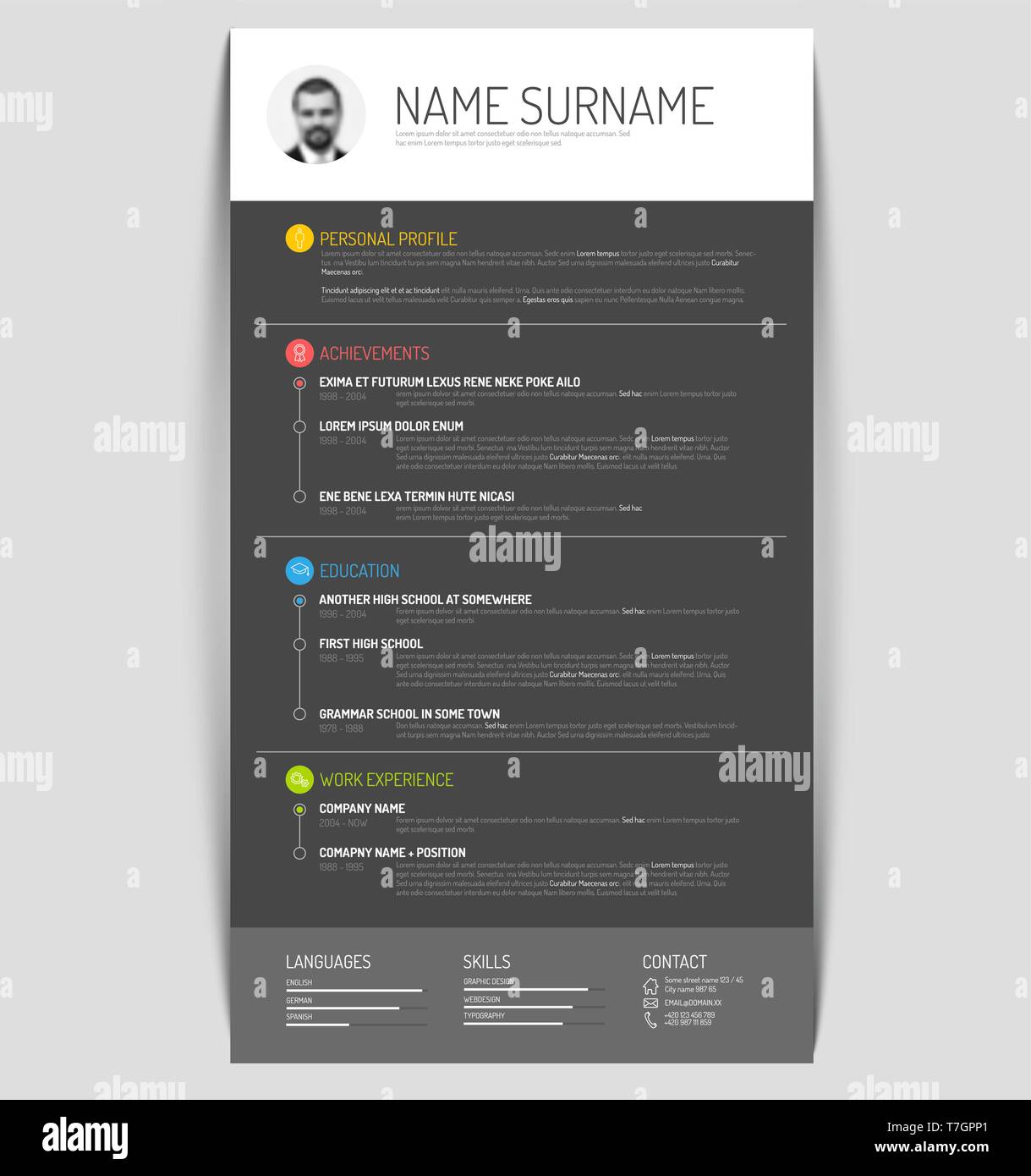 Vector minimalist cv resume template - Vector Minimalist Cv Resume Template Dark Color Version T7GPP1 