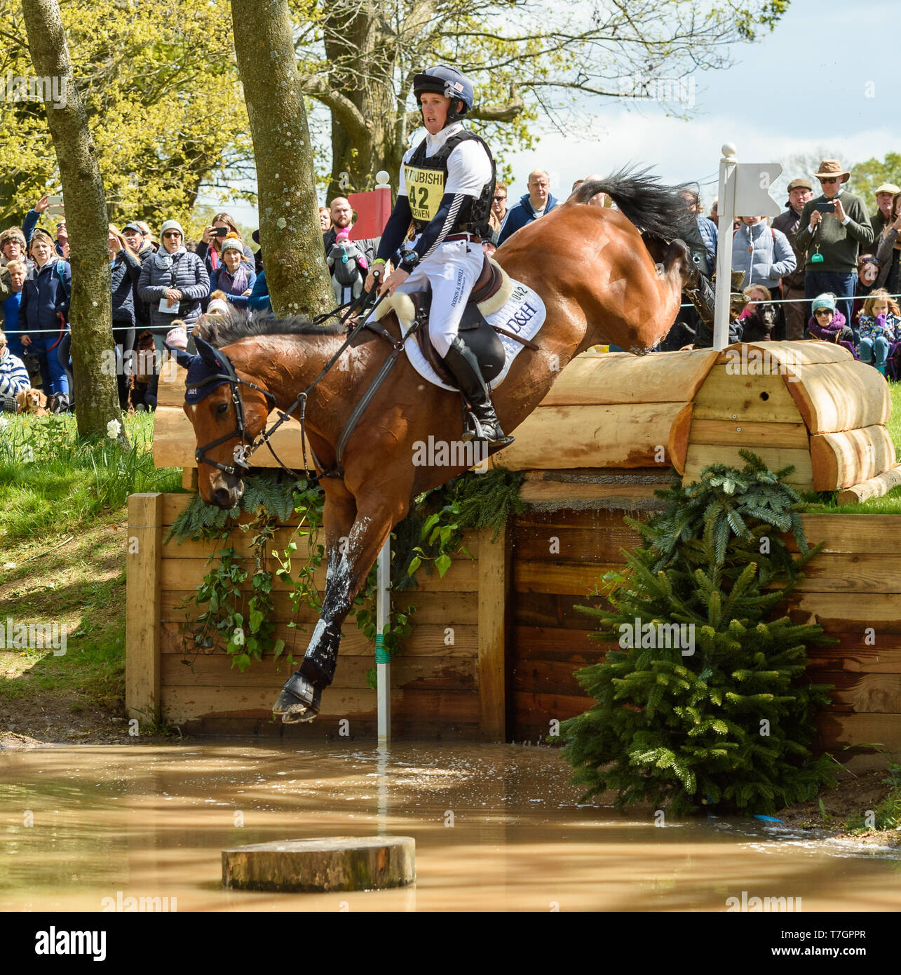 Tom McEwen and TOLEDO DE KERSER during the cross country phase of the Mitsubishi Motors Badminton Horse Trials, May 2019 Stock Photo