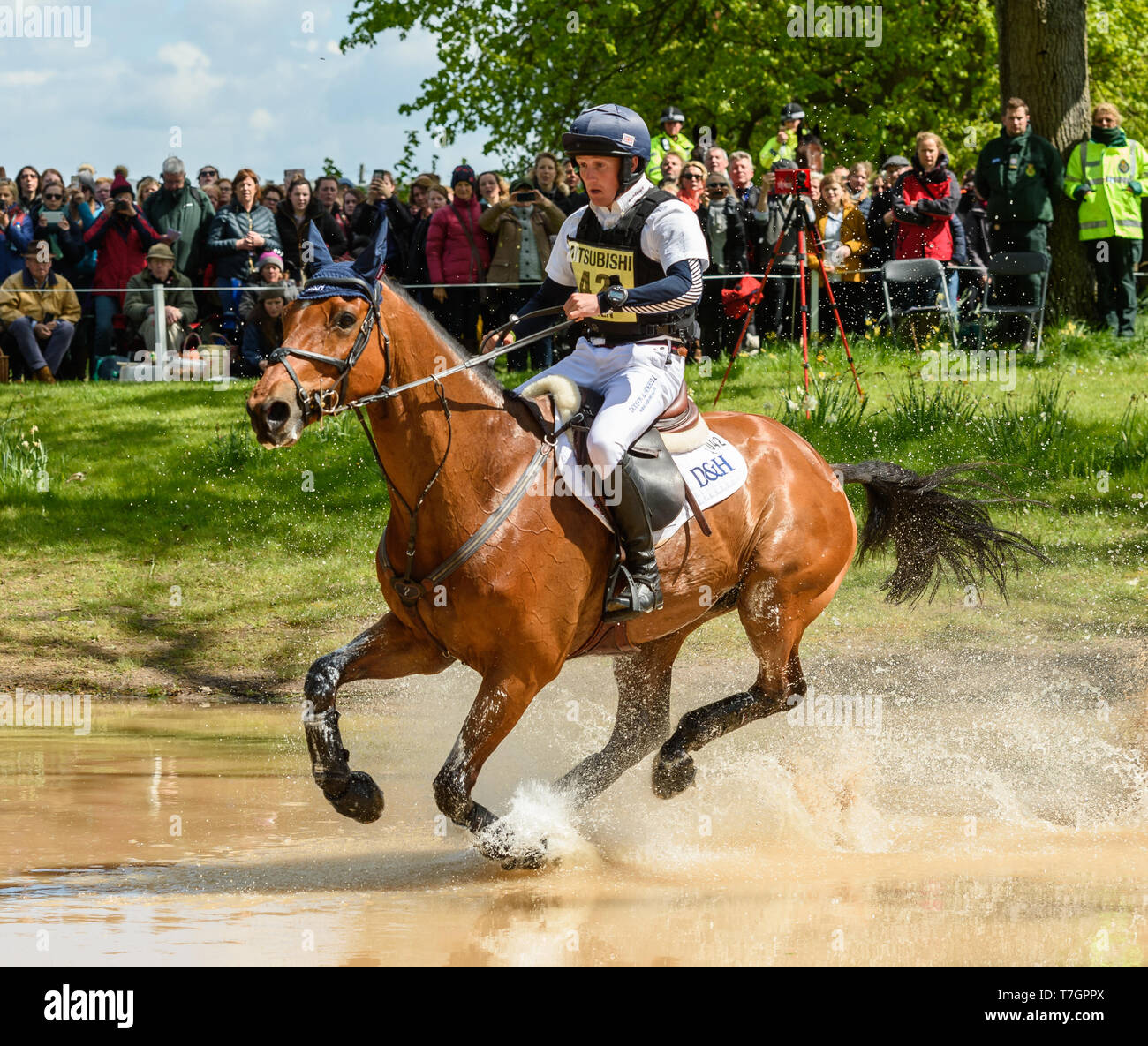 Tom McEwen and TOLEDO DE KERSER during the cross country phase of the Mitsubishi Motors Badminton Horse Trials, May 2019 Stock Photo