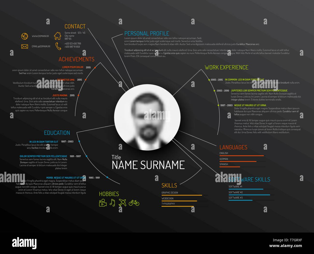 Vector original minimalist cv / resume template - creative version Stock Vector