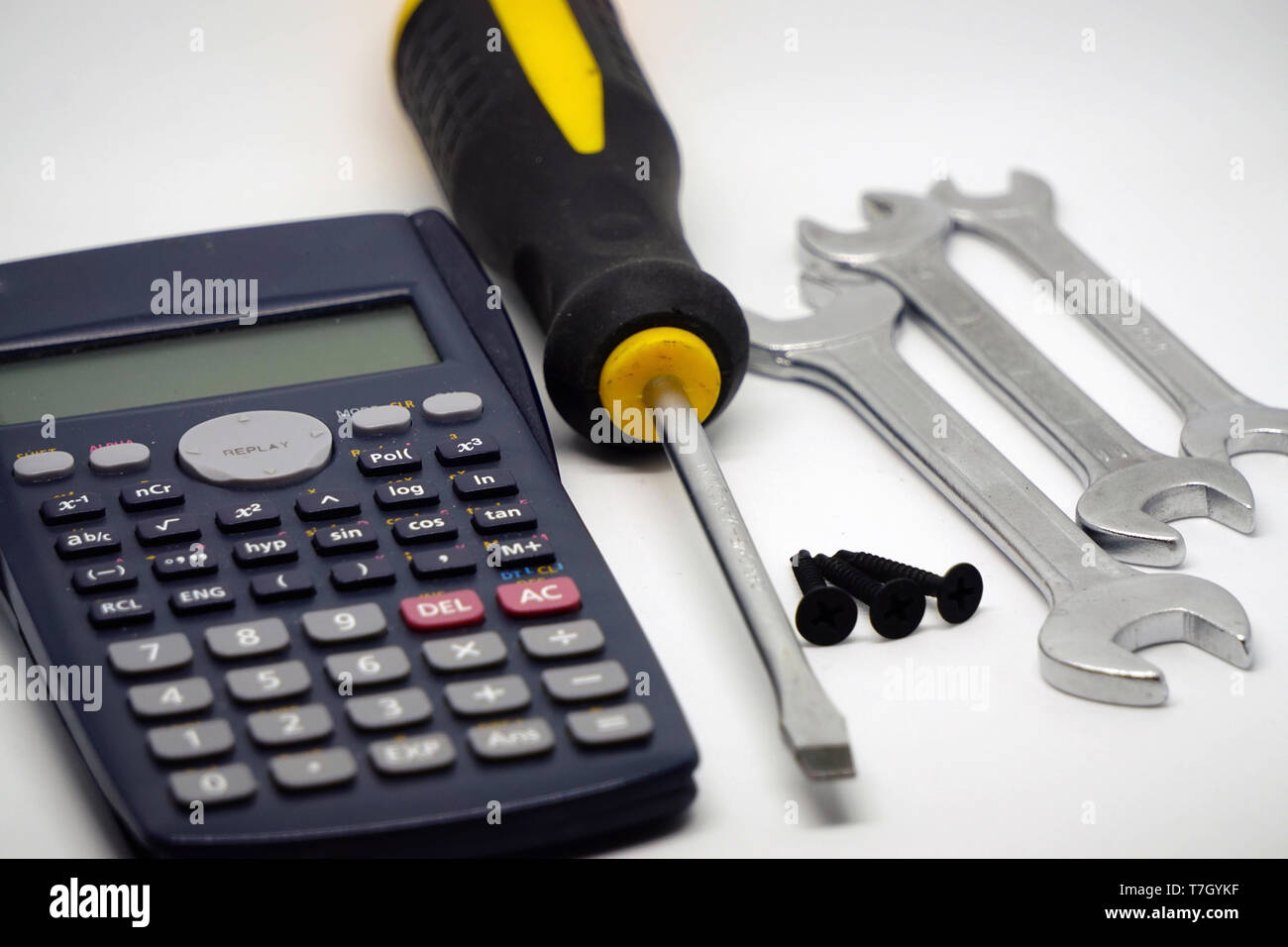 Assorted tools on white isolated background Stock Photo - Alamy