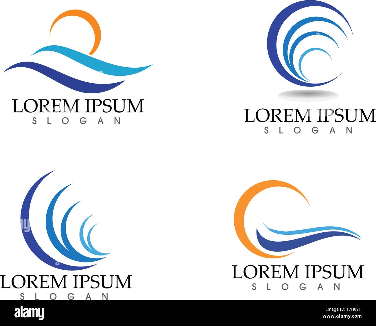 Sun and Water wave Logo Template vector illustration design Stock ...