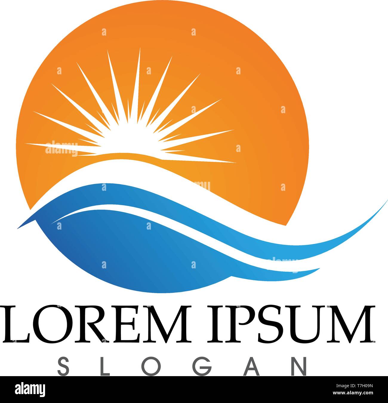 Sun and Water wave Logo Template vector illustration design Stock ...