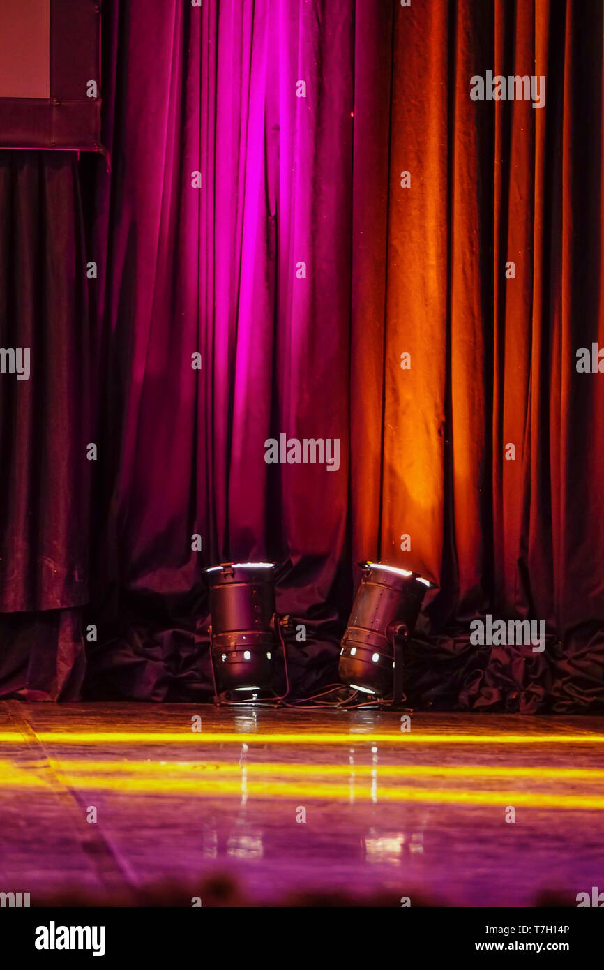 Stage spotlights at the theatre Stock Photo Alamy