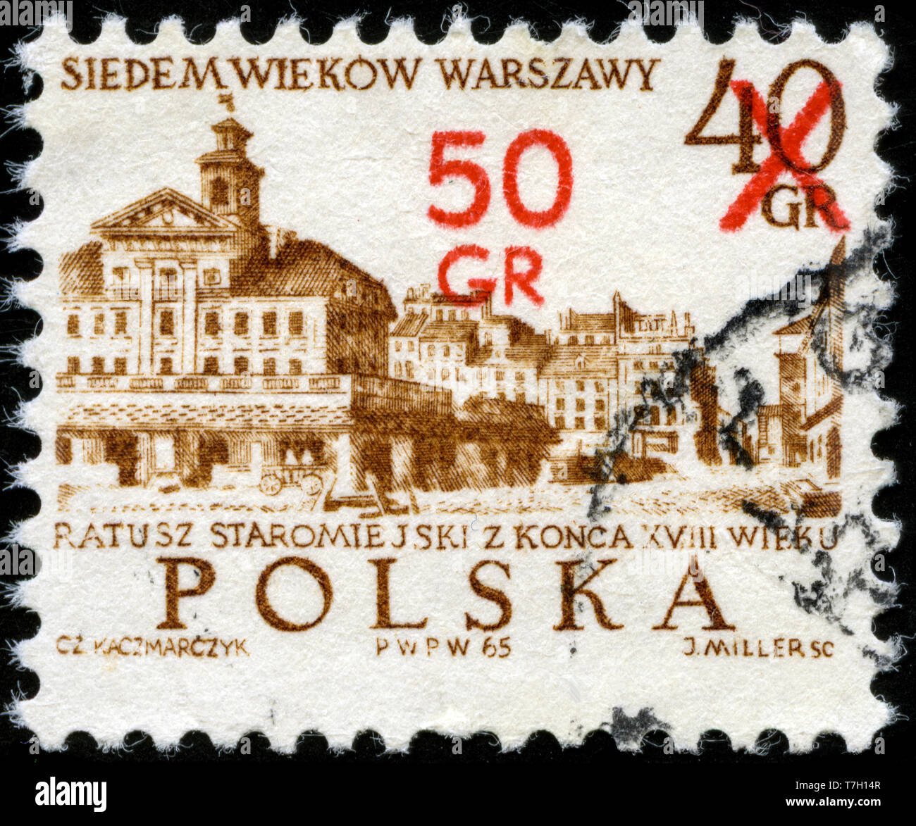 Postage stamp from Poland in the 700th Anniversary Of Warsaw series issued in 1972 Stock Photo