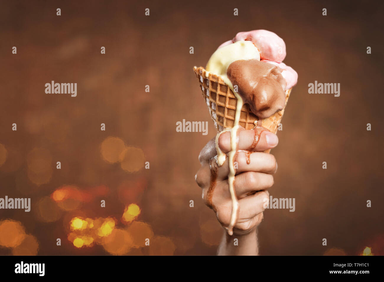 Ice cream melting in the heat Stock Photo Alamy