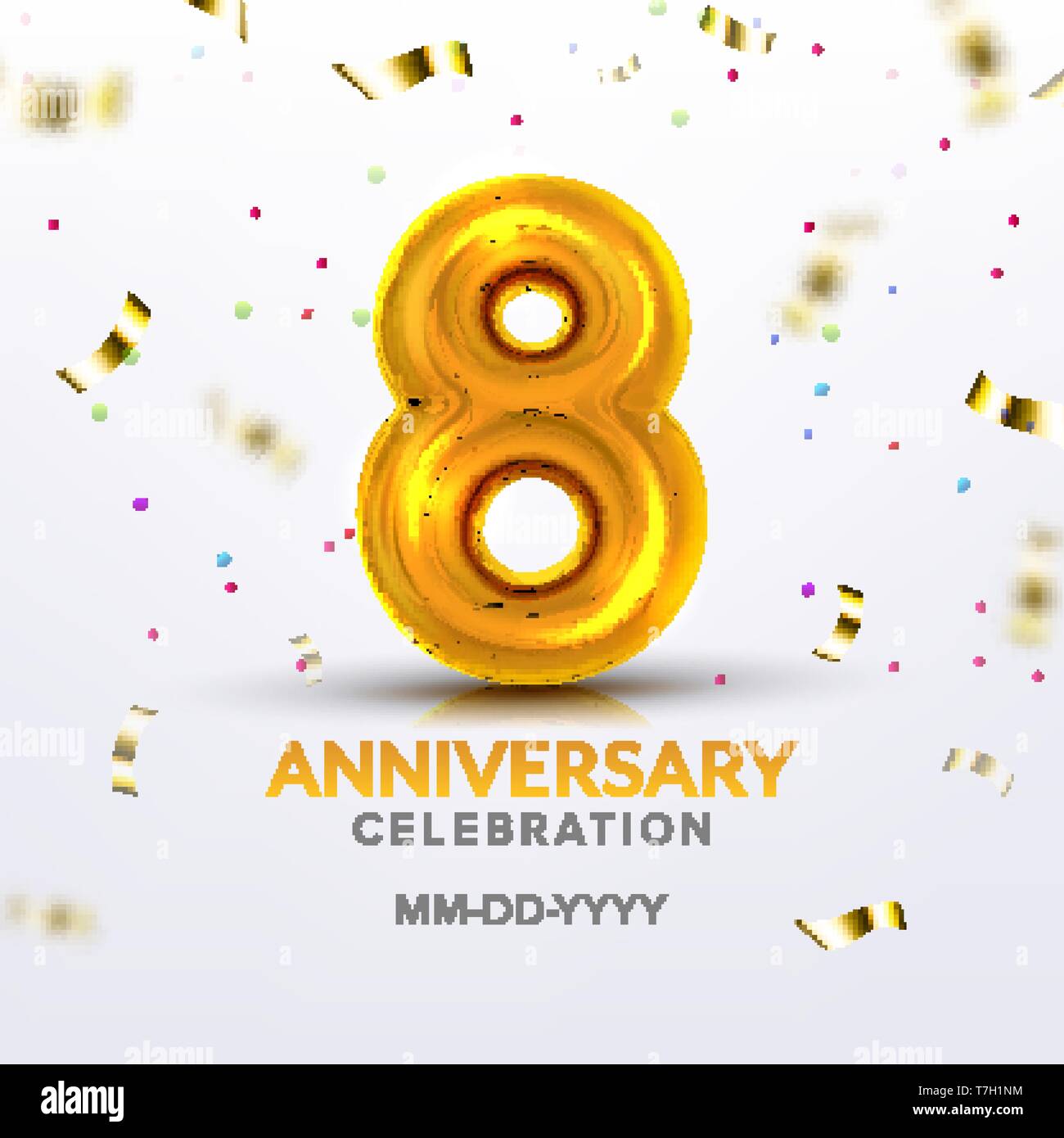 Eighth Anniversary Birth Celebration Number Vector Stock Vector Image ...