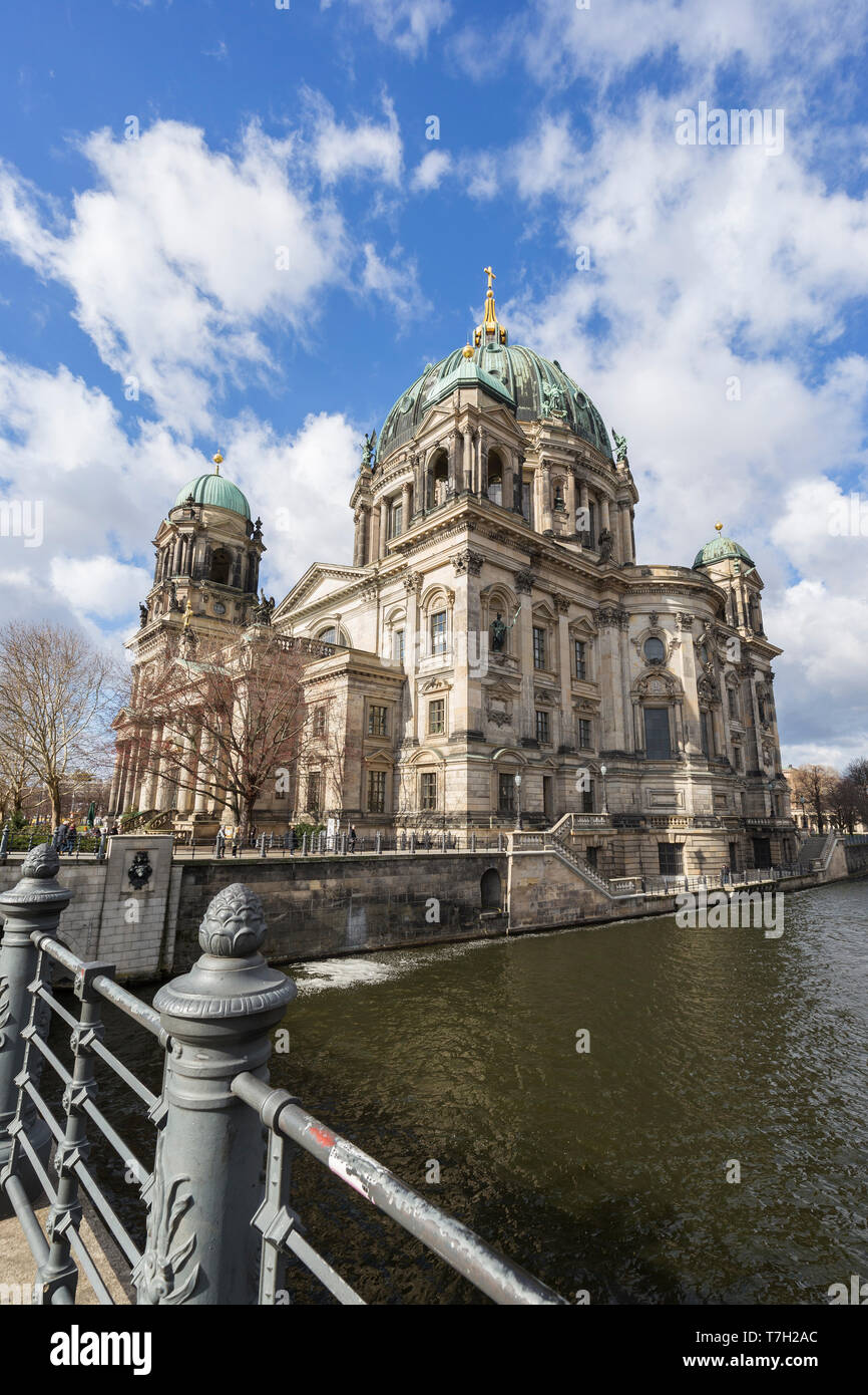 Beautiful view of the historic landmark Berliner Dom (Berlin Cathedral) by the Spree River in Berlin, Germany, on a sunny day. Stock Photo