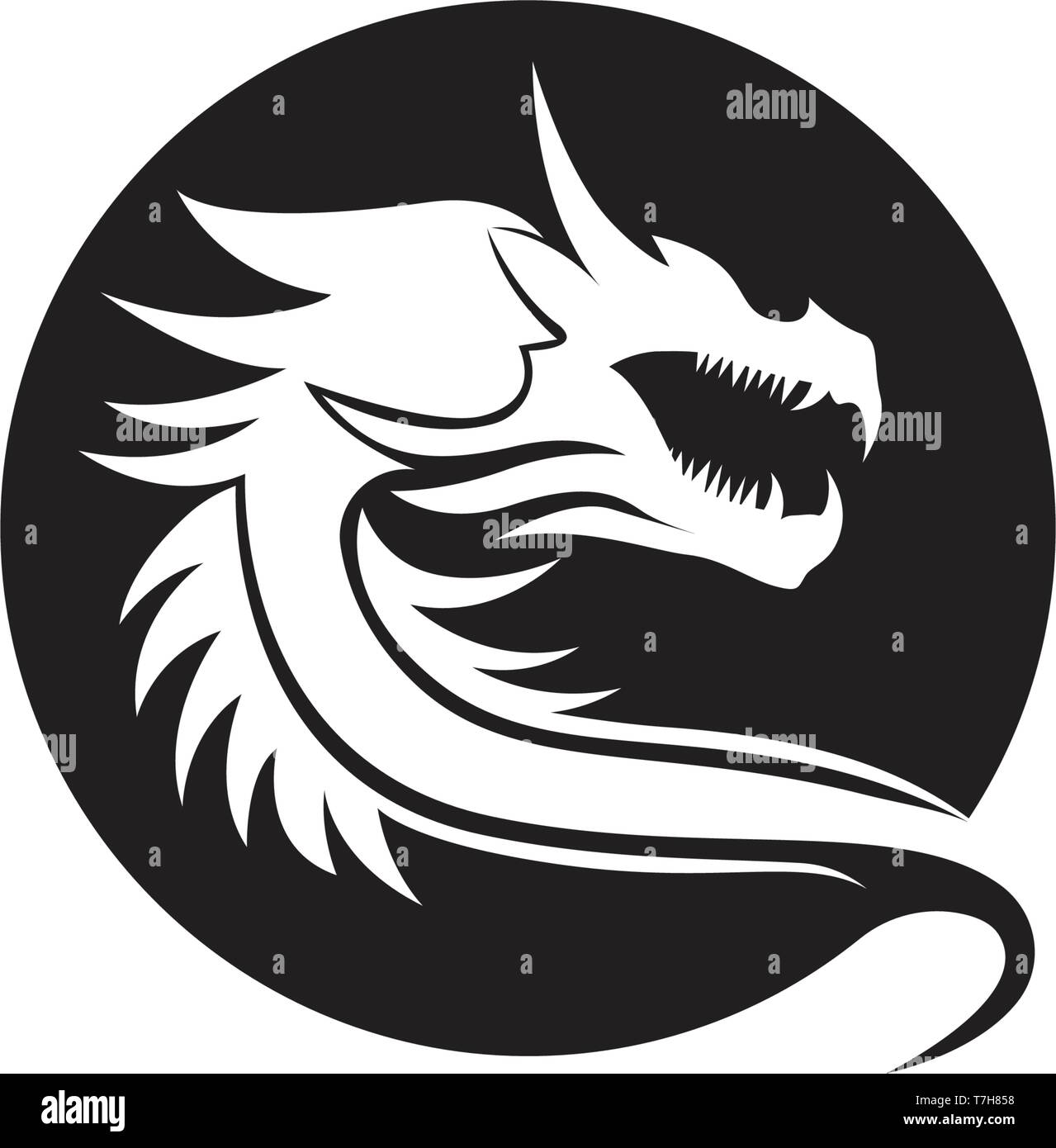 Head dragon flat color logo template vector illustration Stock Vector