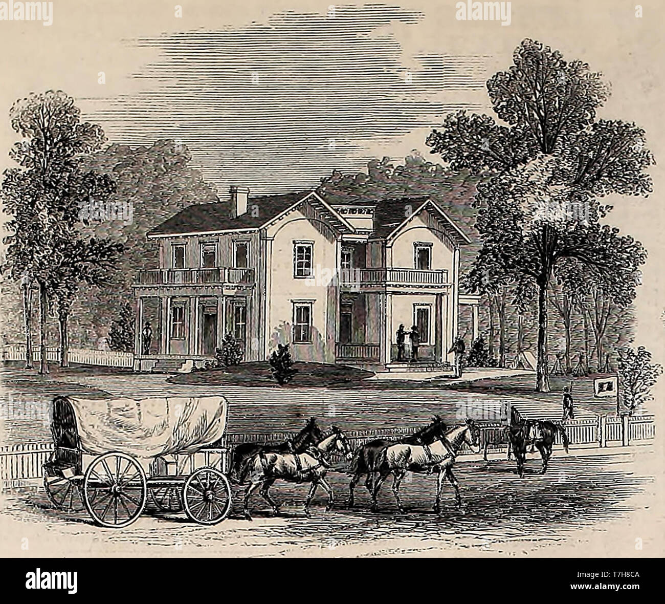 Headquarters of the Rebel General Hood, now occupied by Colonel H A Barnum, 3rd Brigade, 2nd Division, after Sherman's Campaign took Atlanta during the American Civil War Stock Photo