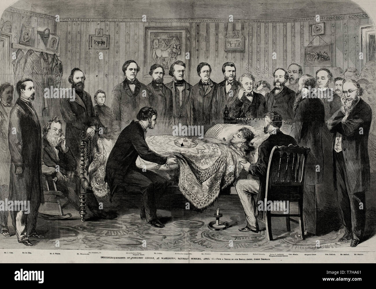 The dying moments of President Abraham Lincoln, at Washington, Saturday, April 15, 1865 Stock Photo
