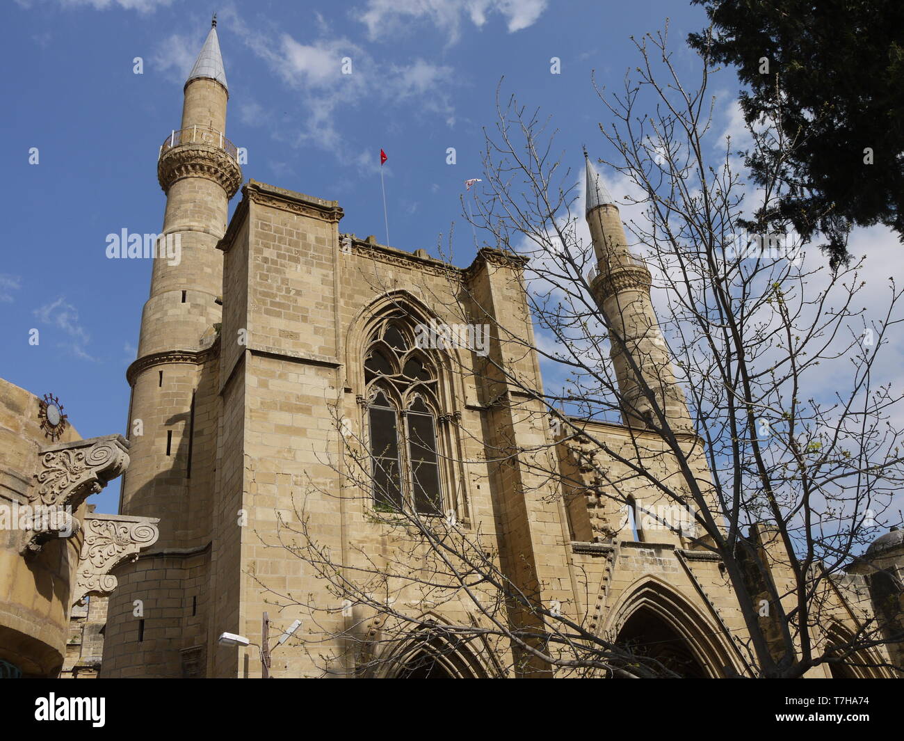 Selimiye Mosque historically known as Cathedral of Saint Sophia, is a former Roman Catholic cathedral converted into a mosque located in North Nicosia Stock Photo