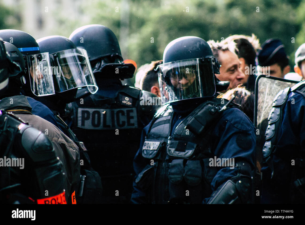 Paris France May 04, 2019 View of a riot squad of the French National ...