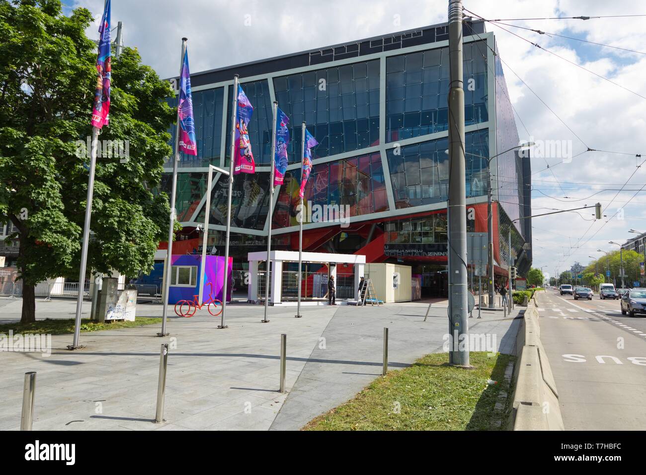 Bratislava, Slovakia - May 7th 2019 : Hockey Stadium - Ondrej Nepela Arena - 3 days before IIHF Ice Hockey World Championship Slovakia Stock Photo