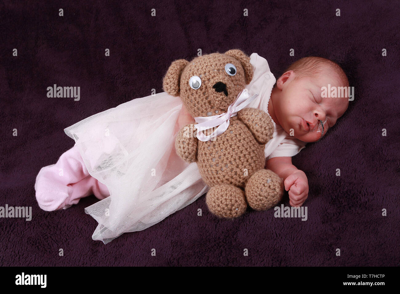 premature baby girl with feeding tube, NG tube Stock Photo Alamy