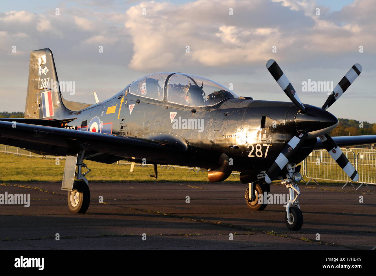 RAF Short Tucano T.1 ZF287 at the Abingdon Air & Country Show night shoot, Abingdon, UK Stock Photo