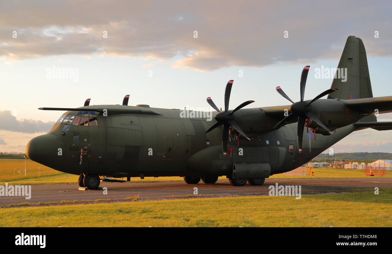 RAF Lockheed C-130J Hercules ZH888 at the Abingdon Air & Country Show night shoot, Abingdon, UK Stock Photo