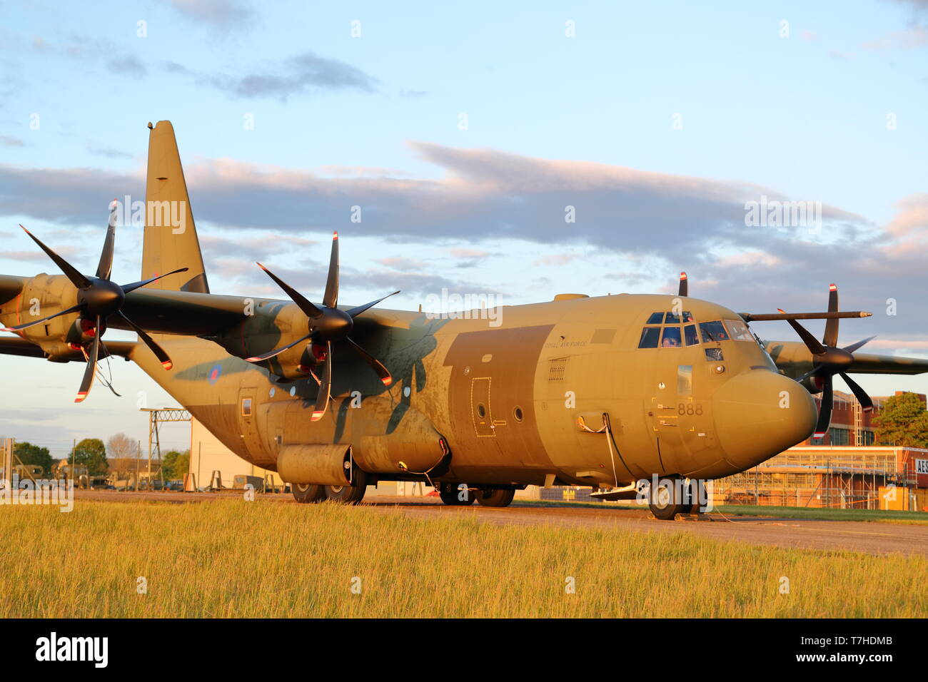 RAF Lockheed C-130J Hercules ZH888 at the Abingdon Air & Country Show night shoot, Abingdon, UK Stock Photo