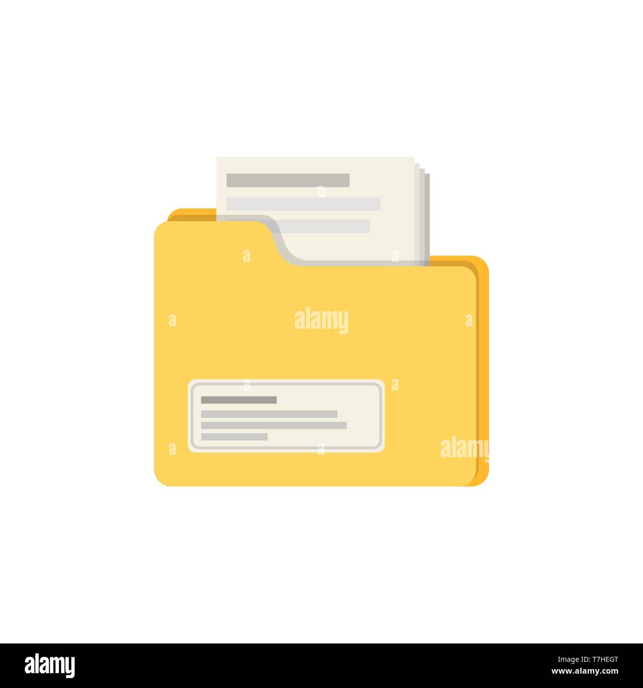 Yellow folder with files icon vector flat illustration design. Isolated ...