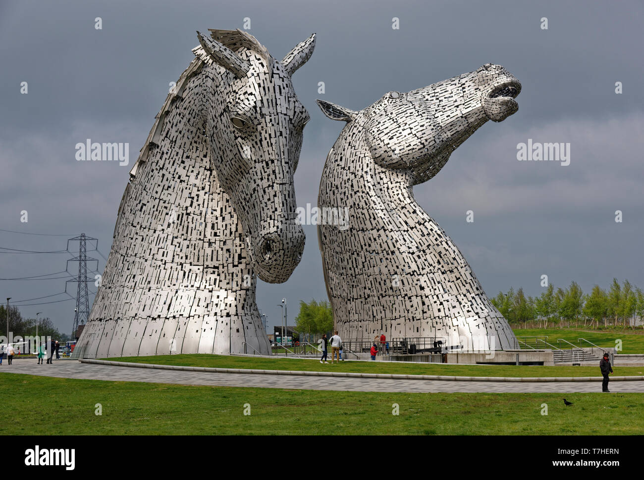 The iconic Kelpies, giant statues of horses in Falkirk, Scotland Stock