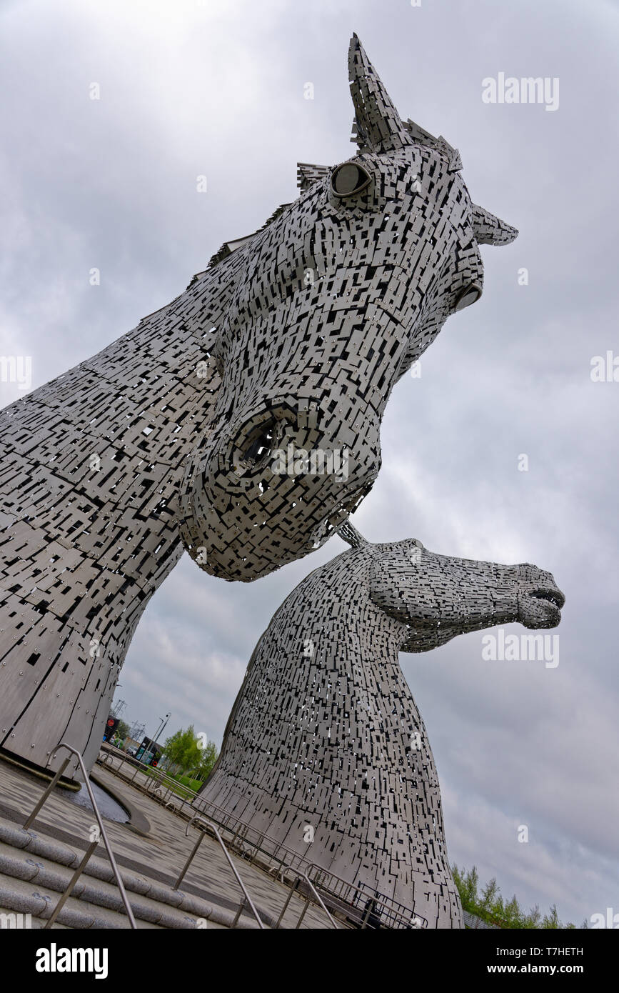 The iconic Kelpies, giant statues of horses in Falkirk, Scotland Stock
