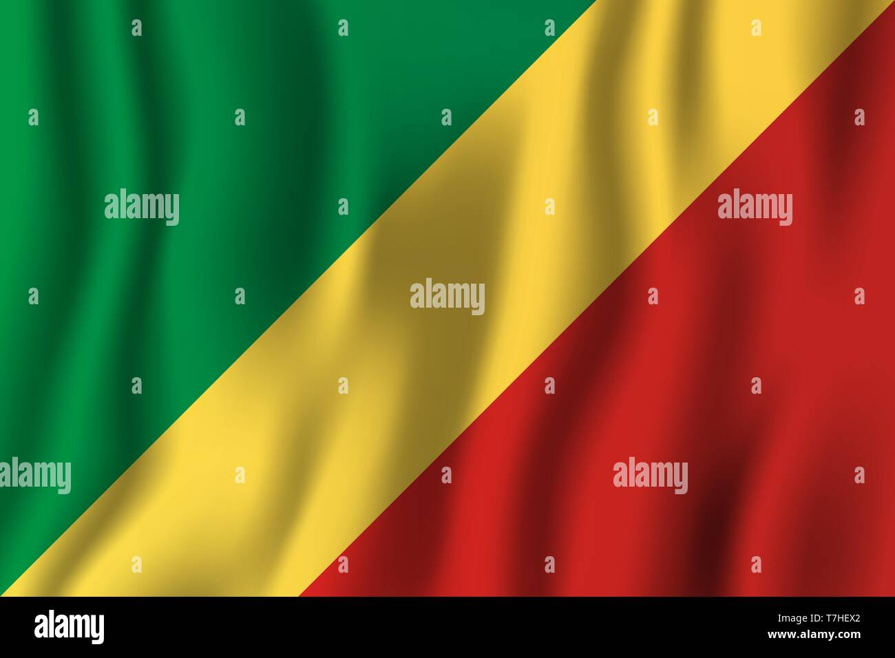 Republic of the Congo realistic waving flag vector illustration ...