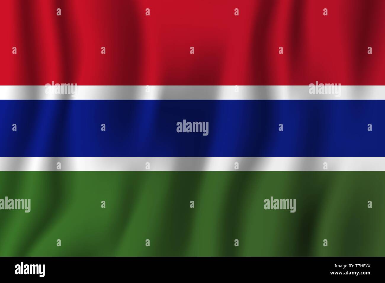 Gambia Realistic Waving Flag Vector Illustration National Country