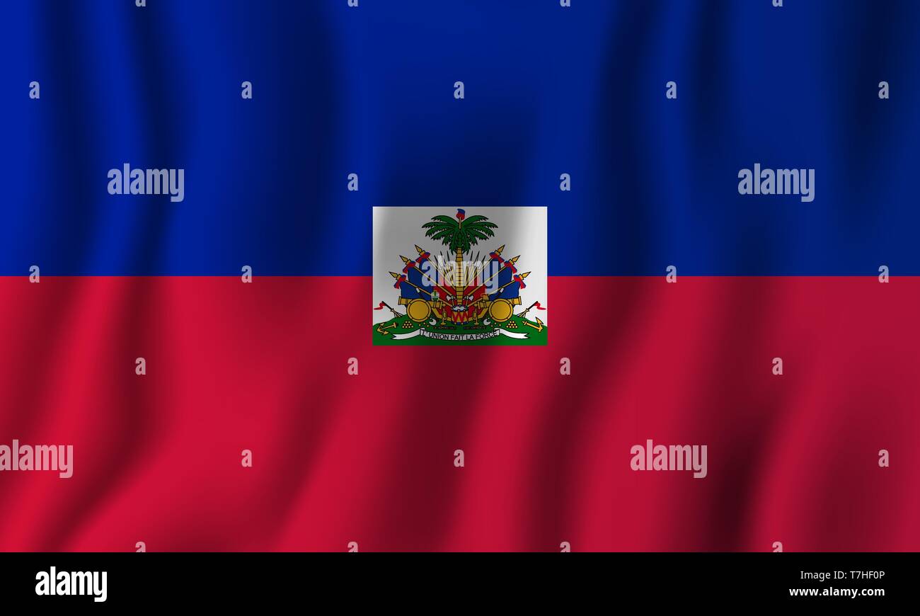 Haiti realistic waving flag vector illustration. National country background symbol. Independence day. Stock Vector